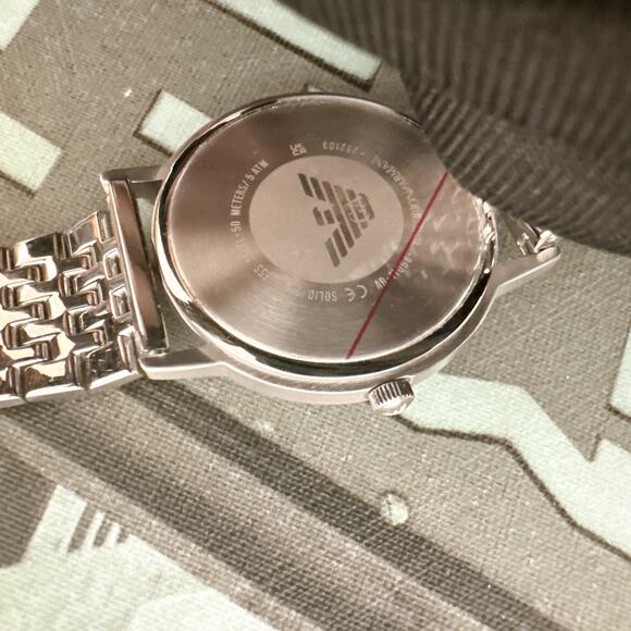 Emporio Armani AR11068 Kappa Quartz Grey Dial Silver Mesh Bracelet Watch For Men